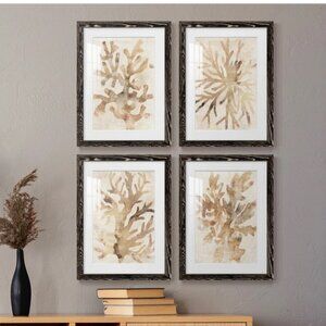 Rosecliff Heights Botanical Wall Art Prints " Parchment Coral I " 4 - Pieces
